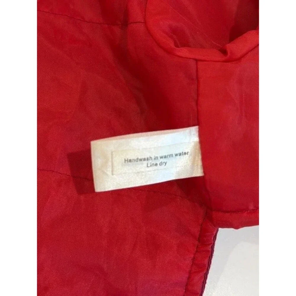 Doggy Fashion Red Cotton Snap Coat with Fur Lined Hood Size Small